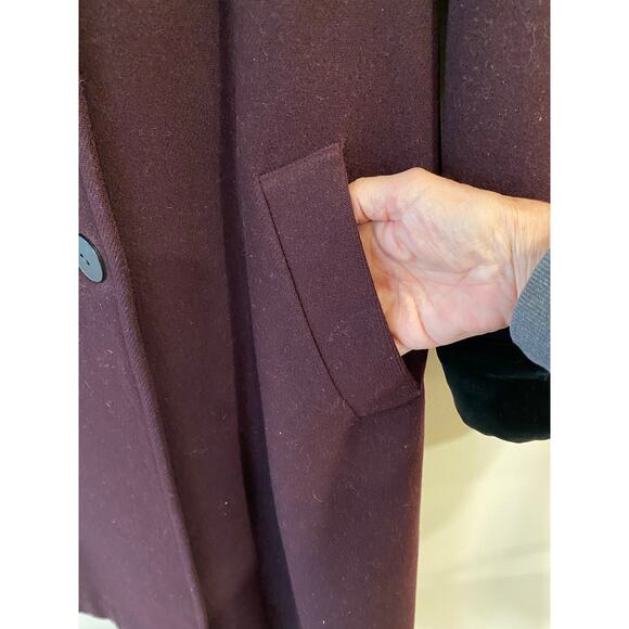 Herman Kay Women's Wool Blend Coat 8P Hooded Button Front Plum Purple - Picture 7 of 10
